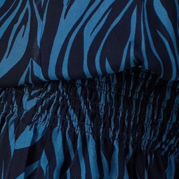 NWT Ramy Brook Zebra Print Silk Halter Mini Dress Blue L Resort Party - Picture 7 of 10